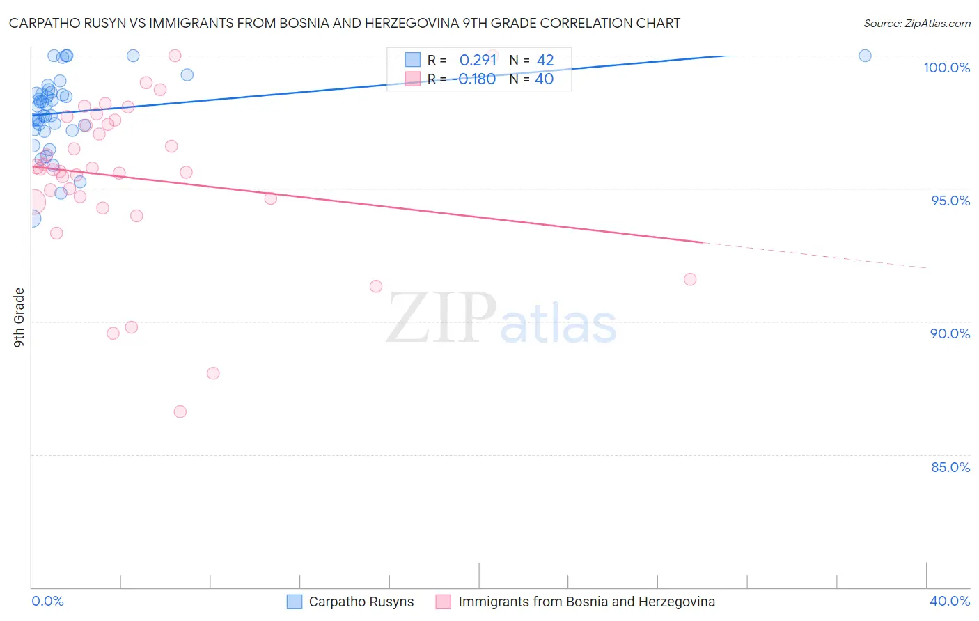Carpatho Rusyn vs Immigrants from Bosnia and Herzegovina 9th Grade