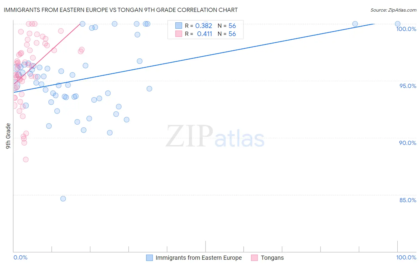 Immigrants from Eastern Europe vs Tongan 9th Grade