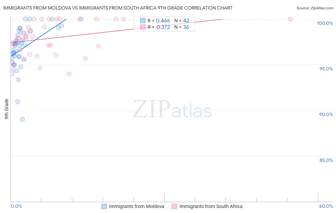 Immigrants from Moldova vs Immigrants from South Africa 9th Grade