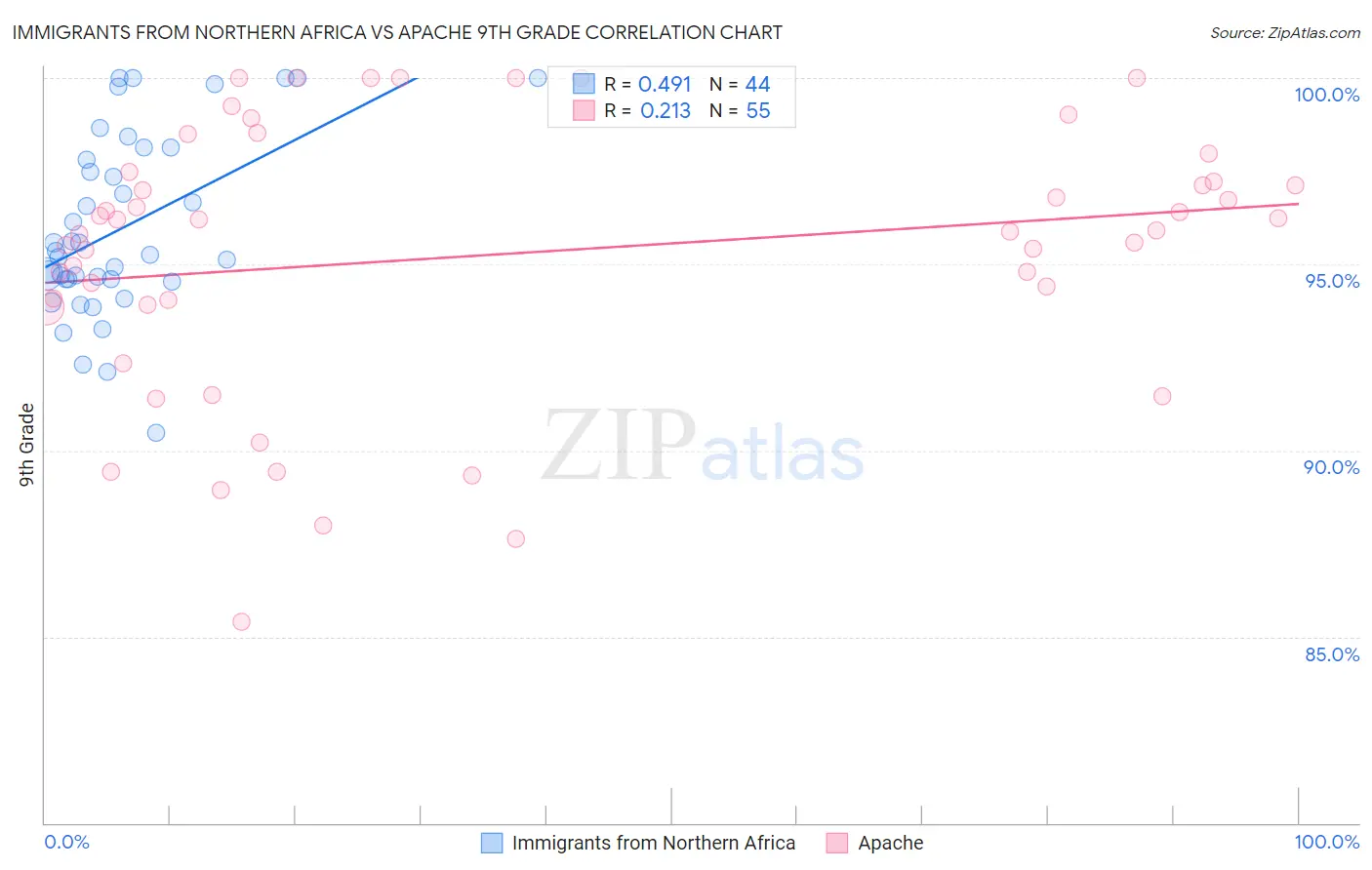 Immigrants from Northern Africa vs Apache 9th Grade