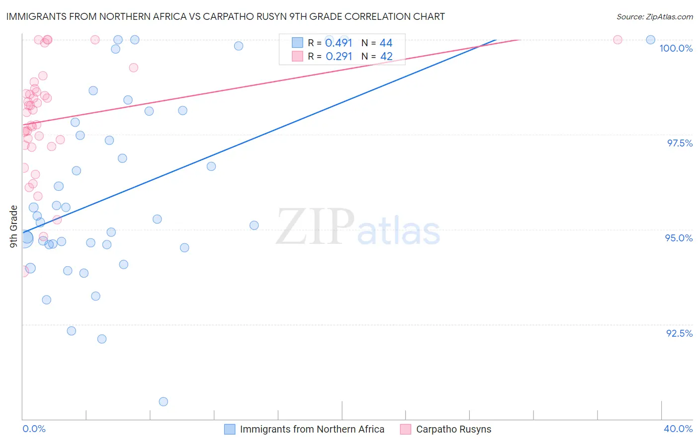 Immigrants from Northern Africa vs Carpatho Rusyn 9th Grade