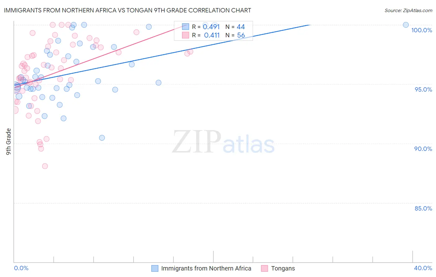 Immigrants from Northern Africa vs Tongan 9th Grade