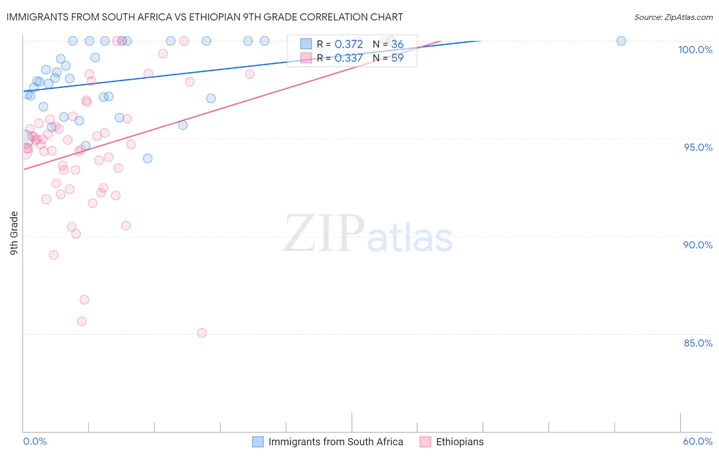 Immigrants from South Africa vs Ethiopian 9th Grade
