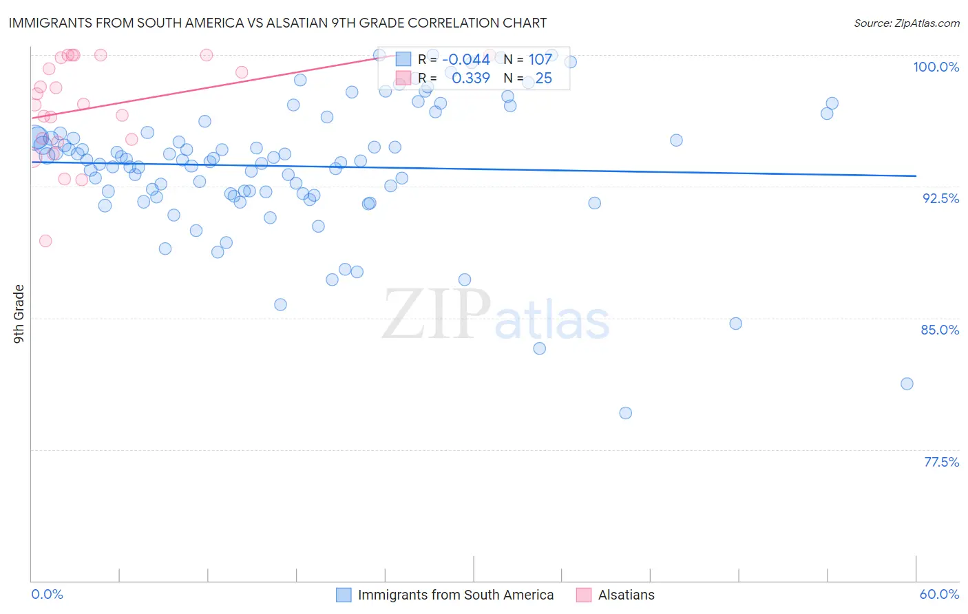 Immigrants from South America vs Alsatian 9th Grade