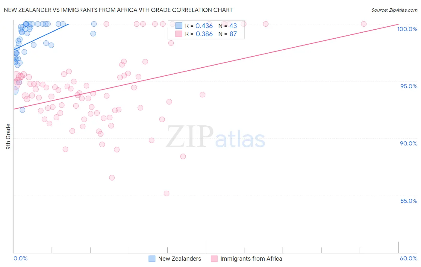 New Zealander vs Immigrants from Africa 9th Grade