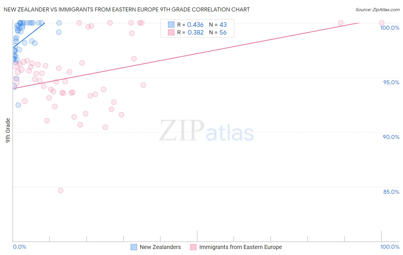 New Zealander vs Immigrants from Eastern Europe 9th Grade