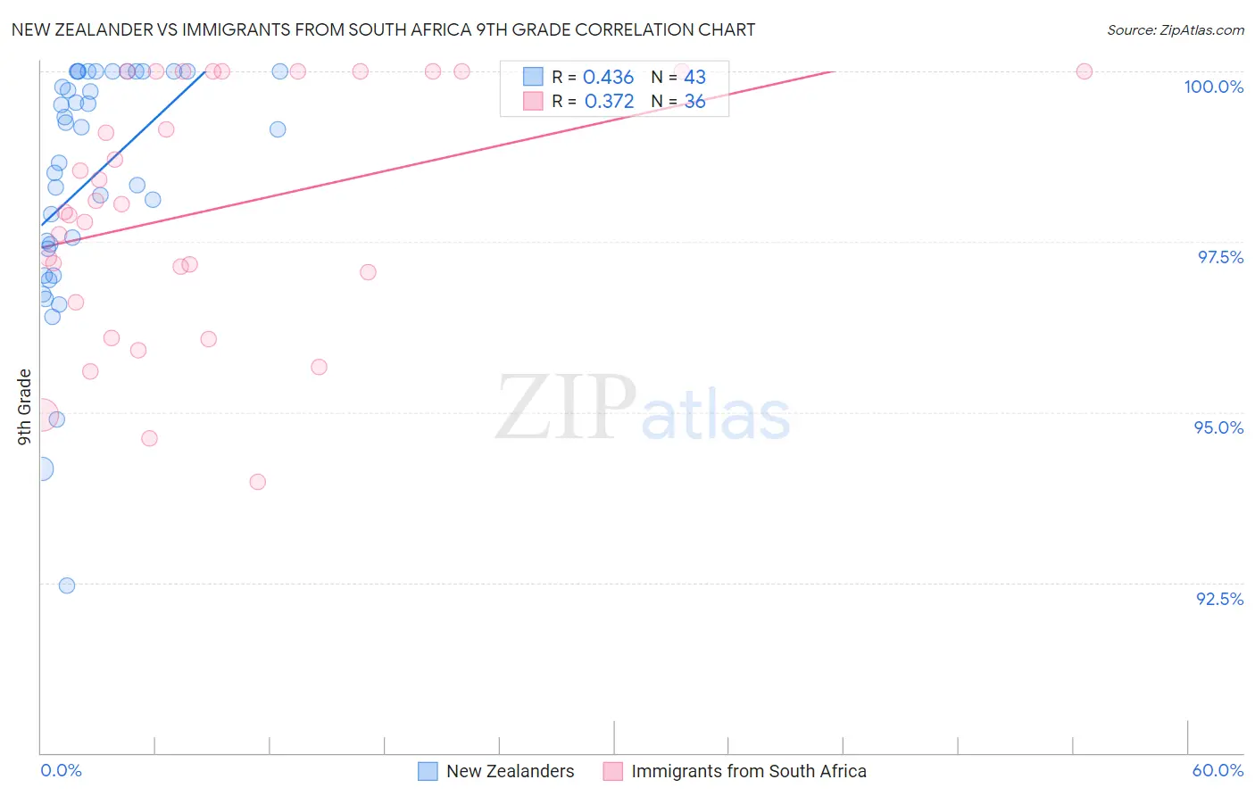 New Zealander vs Immigrants from South Africa 9th Grade