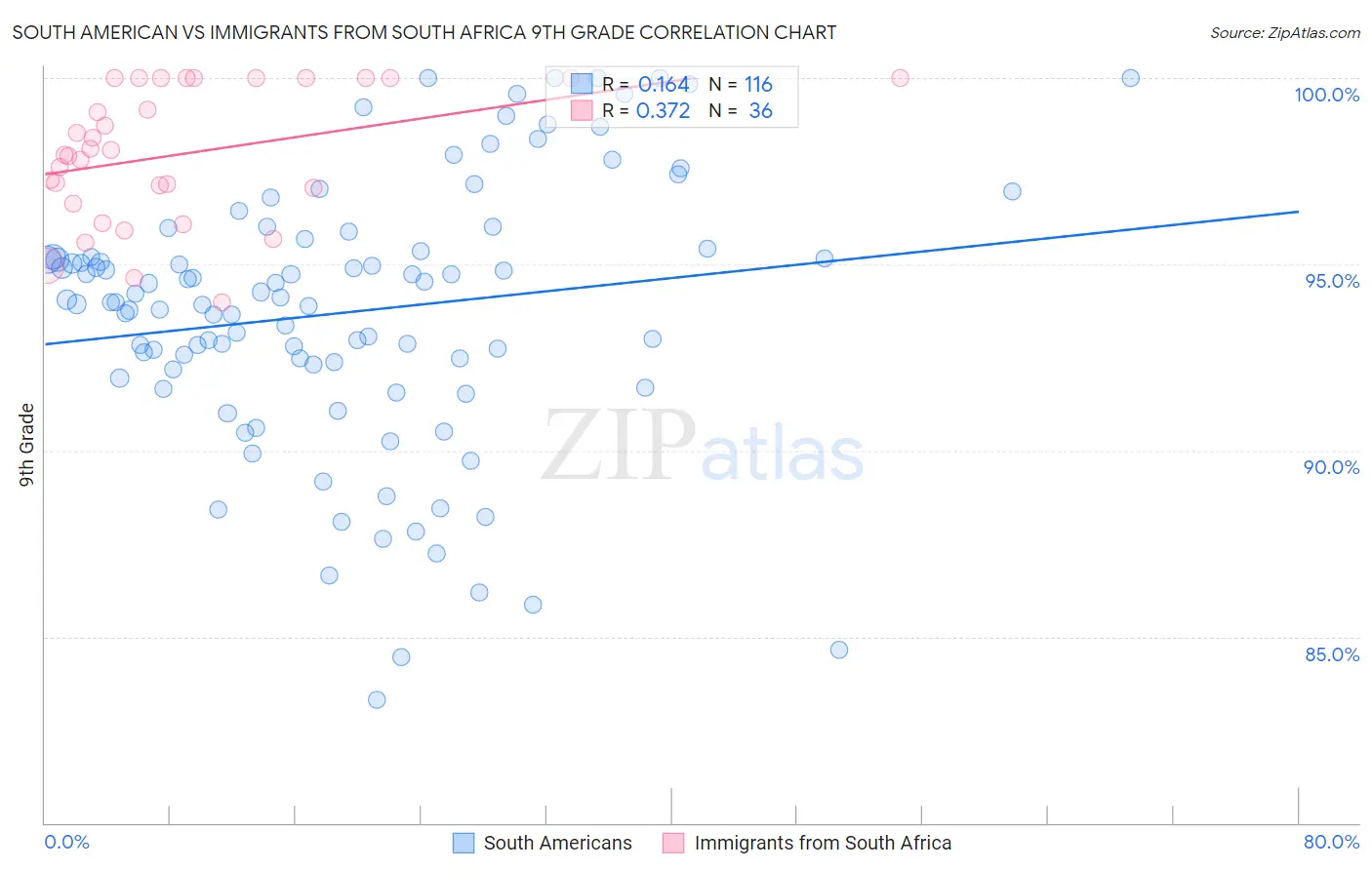 South American vs Immigrants from South Africa 9th Grade