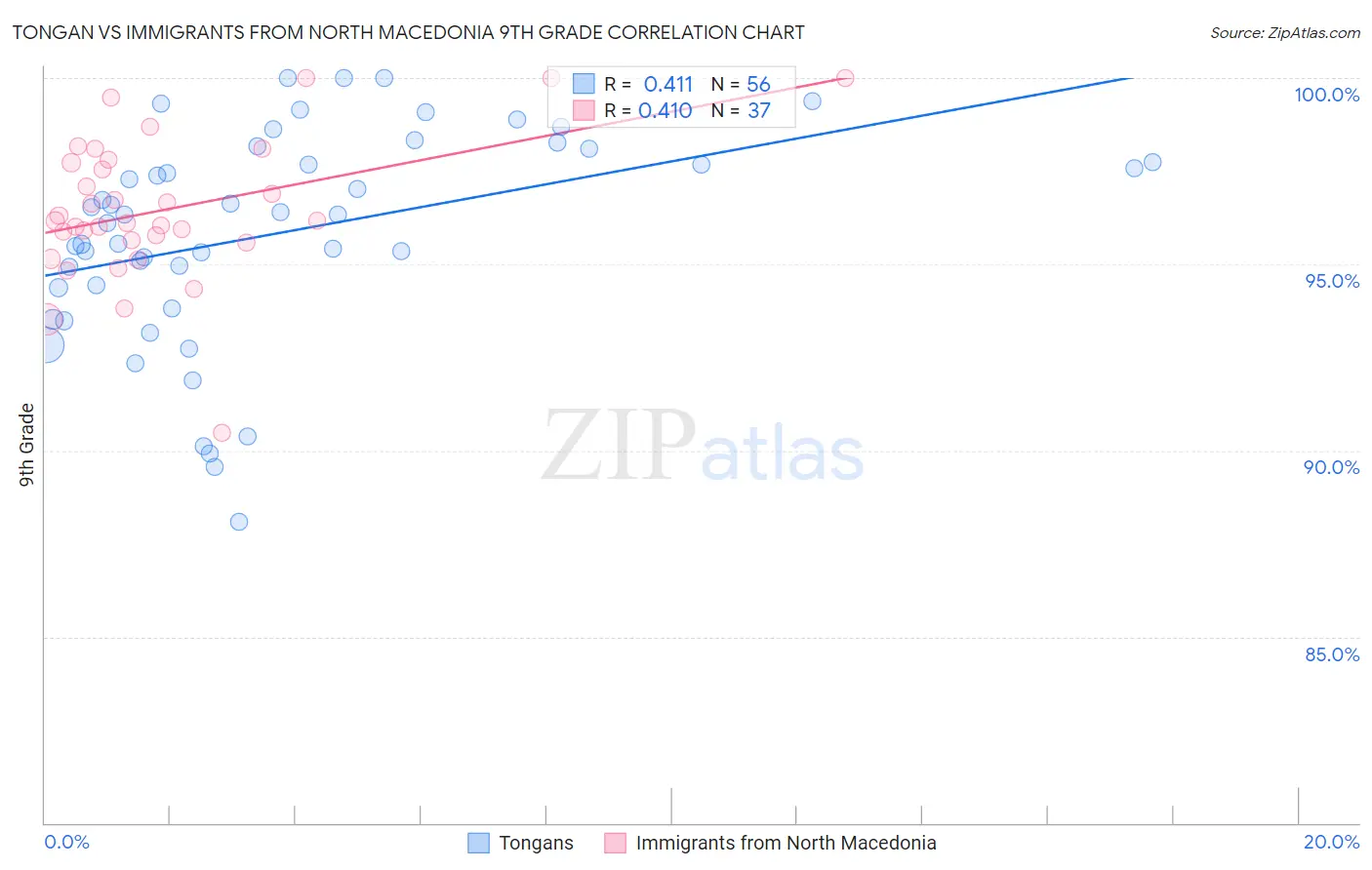 Tongan vs Immigrants from North Macedonia 9th Grade