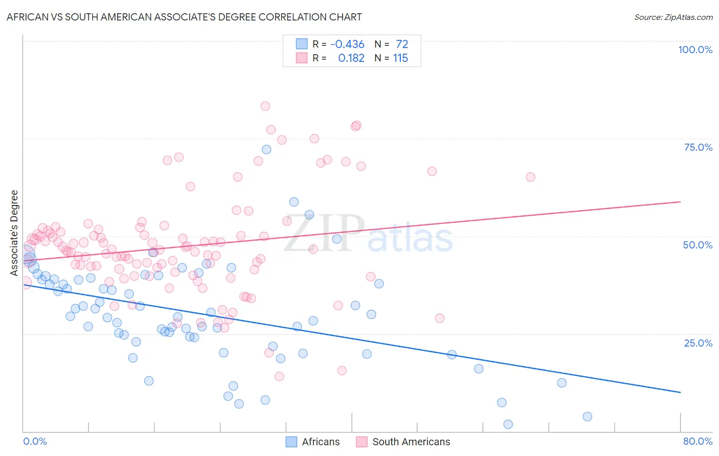 African vs South American Associate's Degree