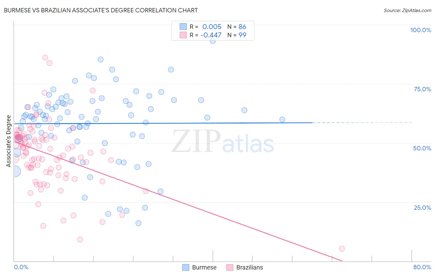 Burmese vs Brazilian Associate's Degree