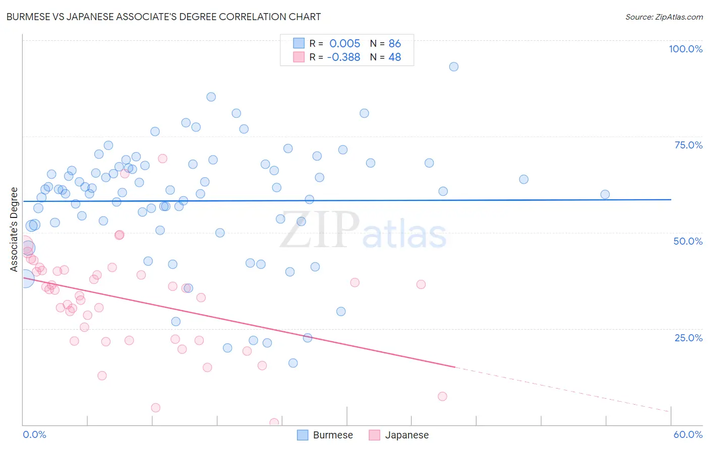 Burmese vs Japanese Associate's Degree