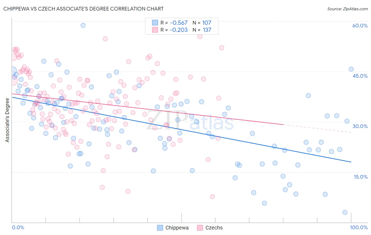 Chippewa vs Czech Associate's Degree