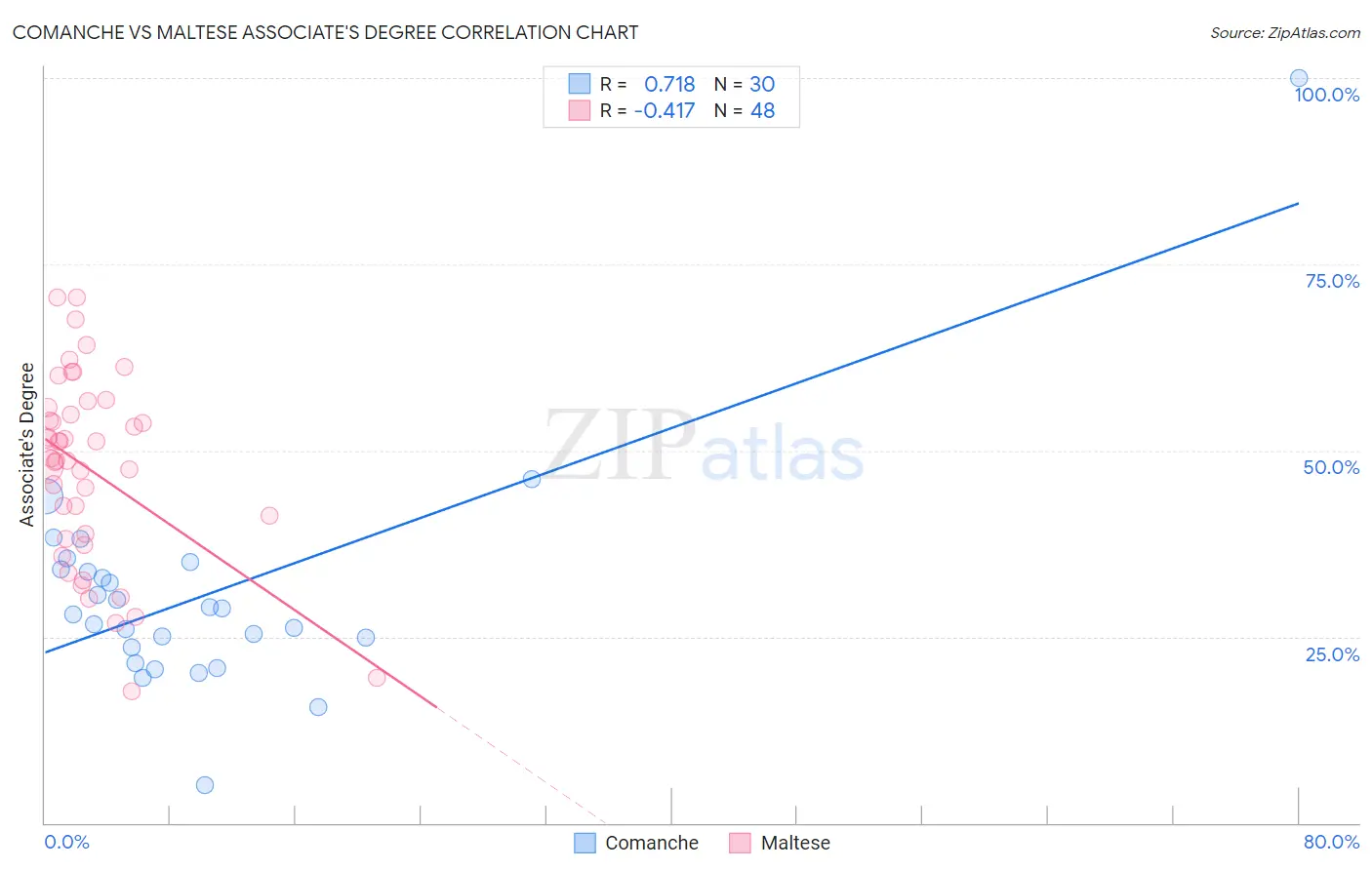 Comanche vs Maltese Associate's Degree