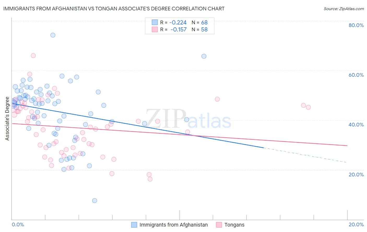 Immigrants from Afghanistan vs Tongan Associate's Degree