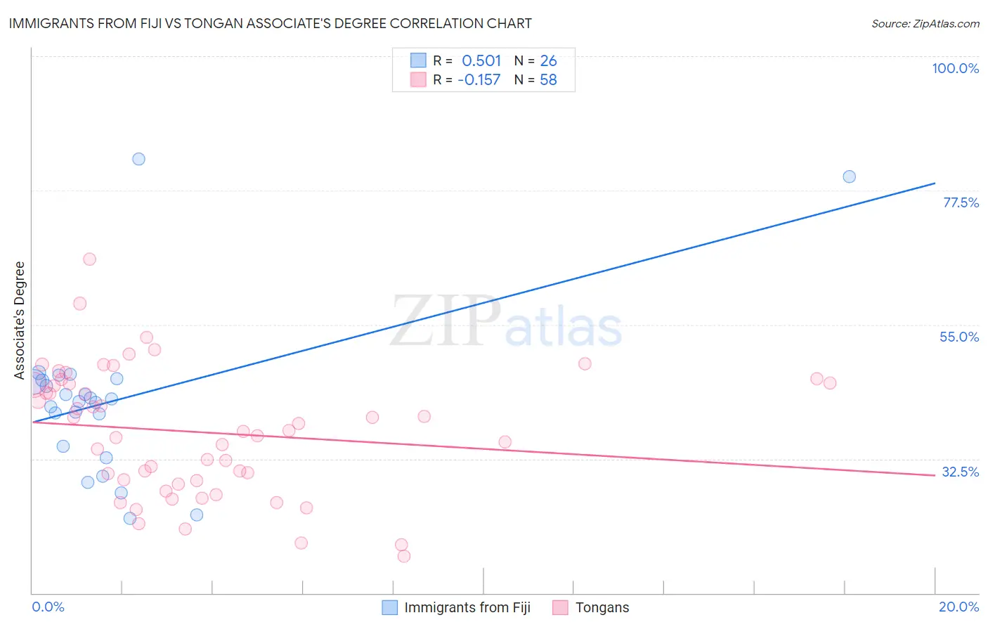 Immigrants from Fiji vs Tongan Associate's Degree