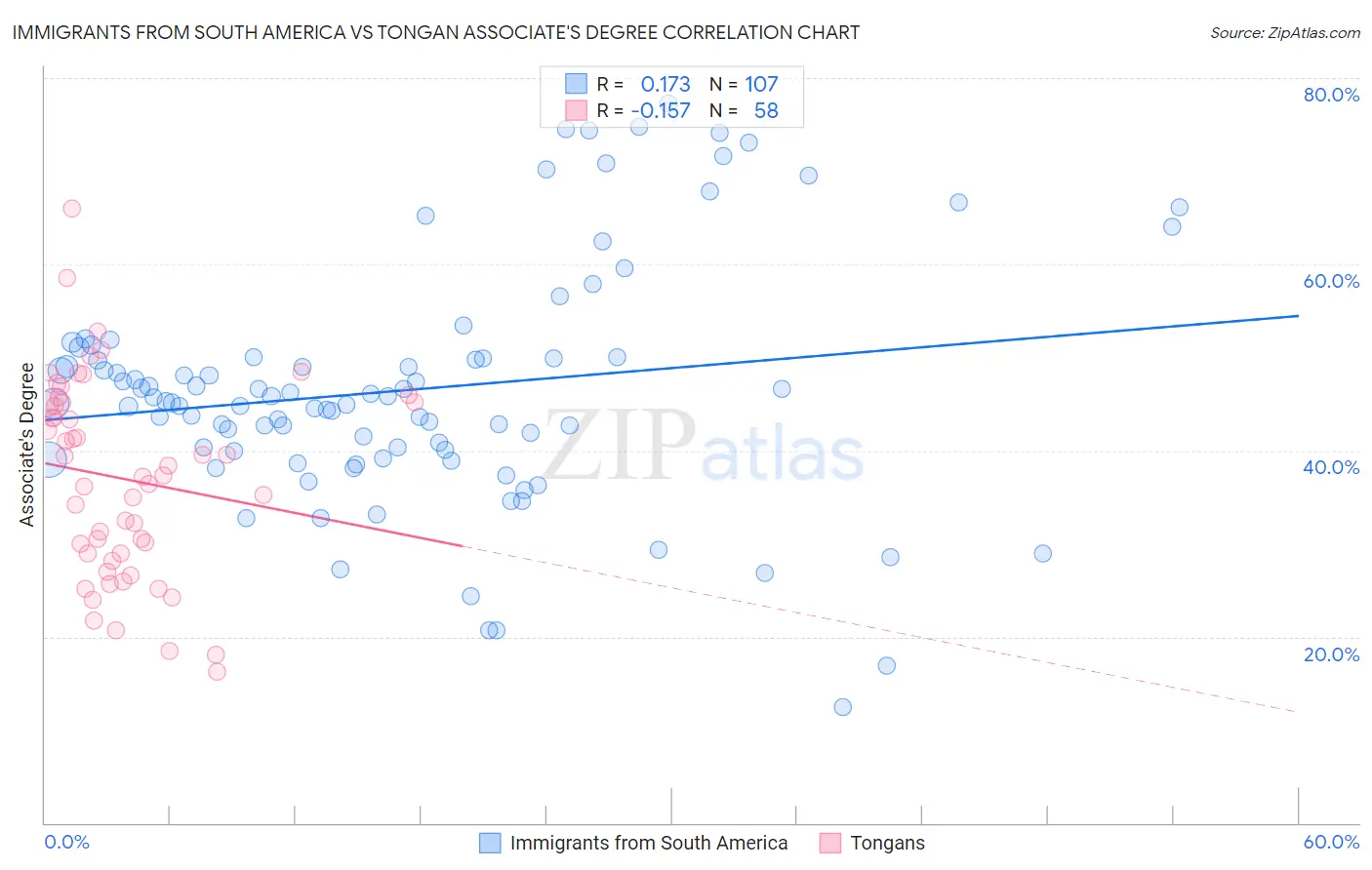 Immigrants from South America vs Tongan Associate's Degree