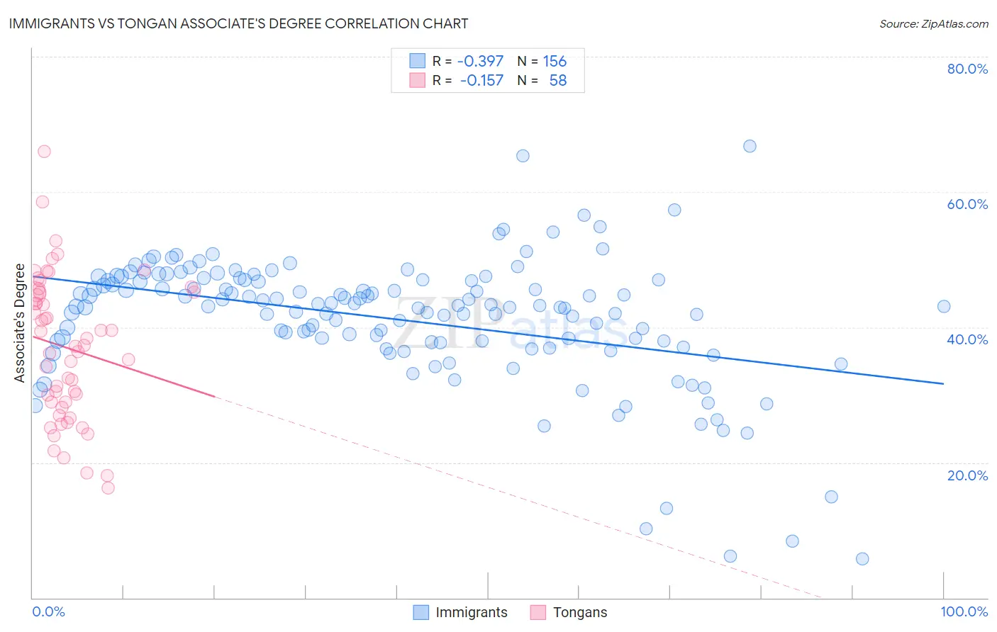 Immigrants vs Tongan Associate's Degree