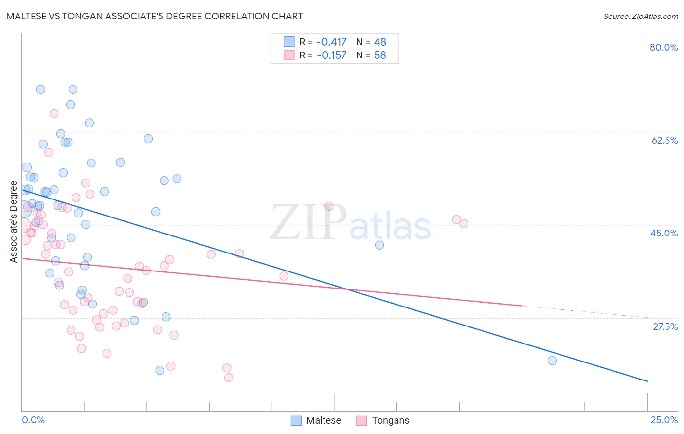 Maltese vs Tongan Associate's Degree