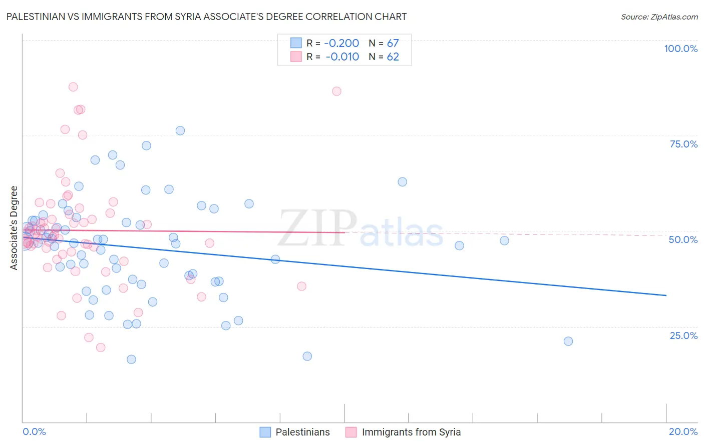 Palestinian vs Immigrants from Syria Associate's Degree