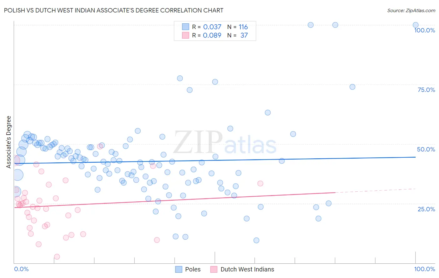 Polish vs Dutch West Indian Associate's Degree