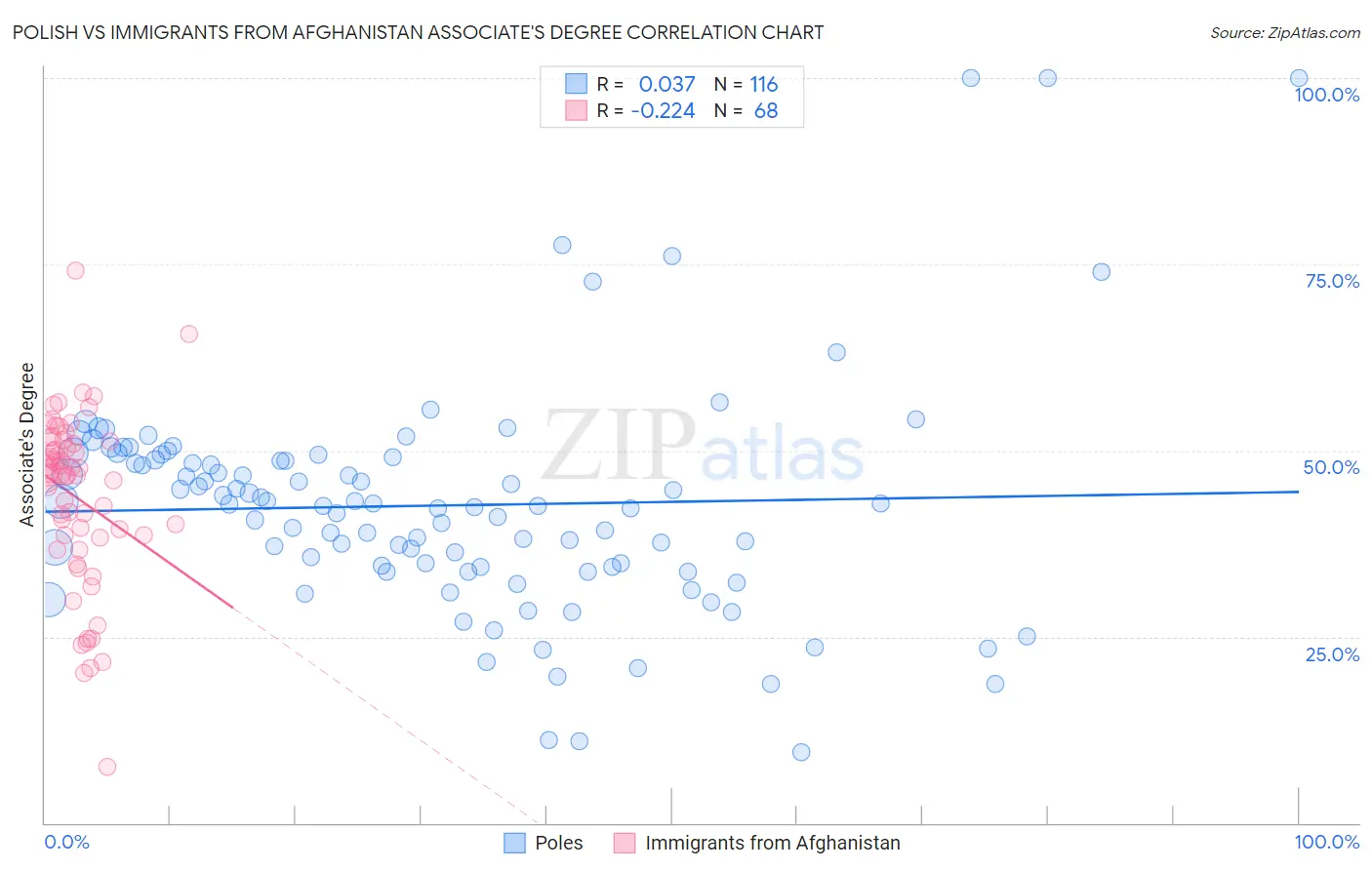 Polish vs Immigrants from Afghanistan Associate's Degree