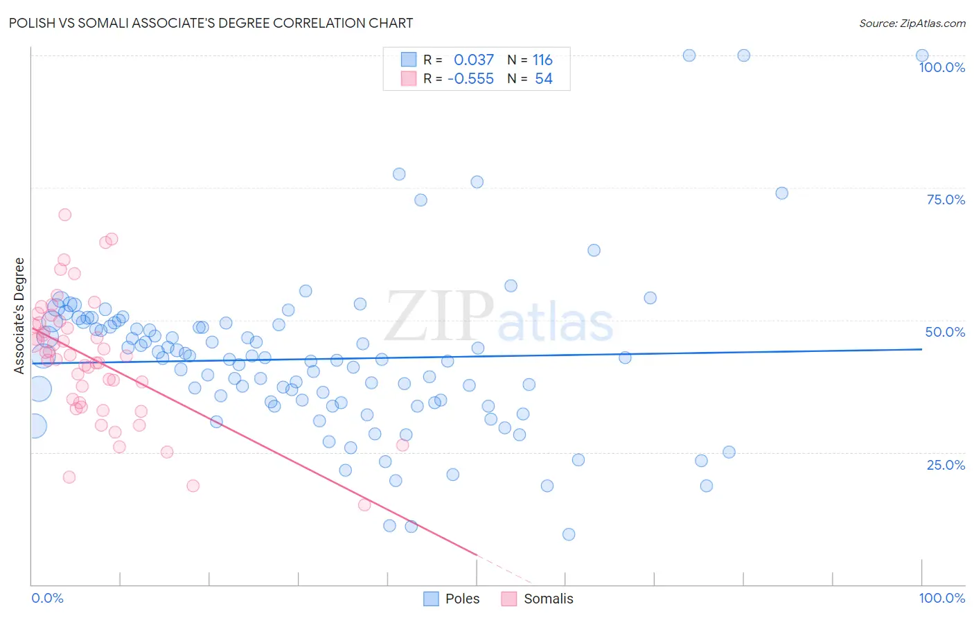 Polish vs Somali Associate's Degree
