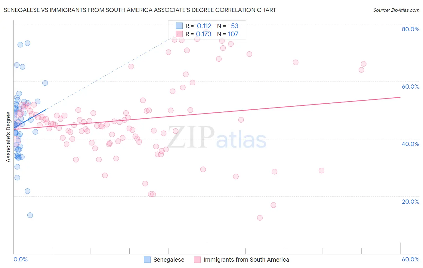 Senegalese vs Immigrants from South America Associate's Degree