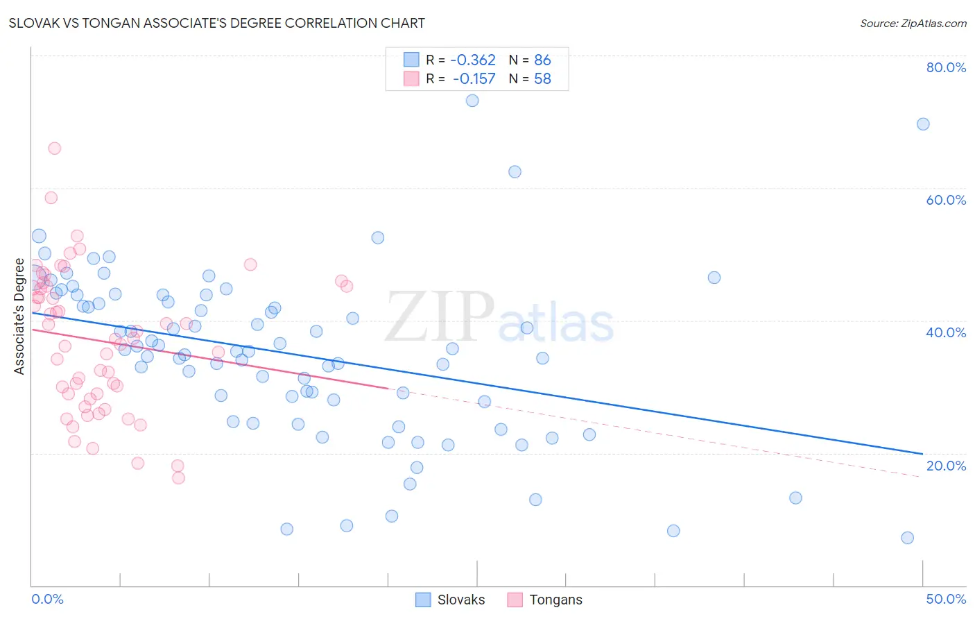 Slovak vs Tongan Associate's Degree