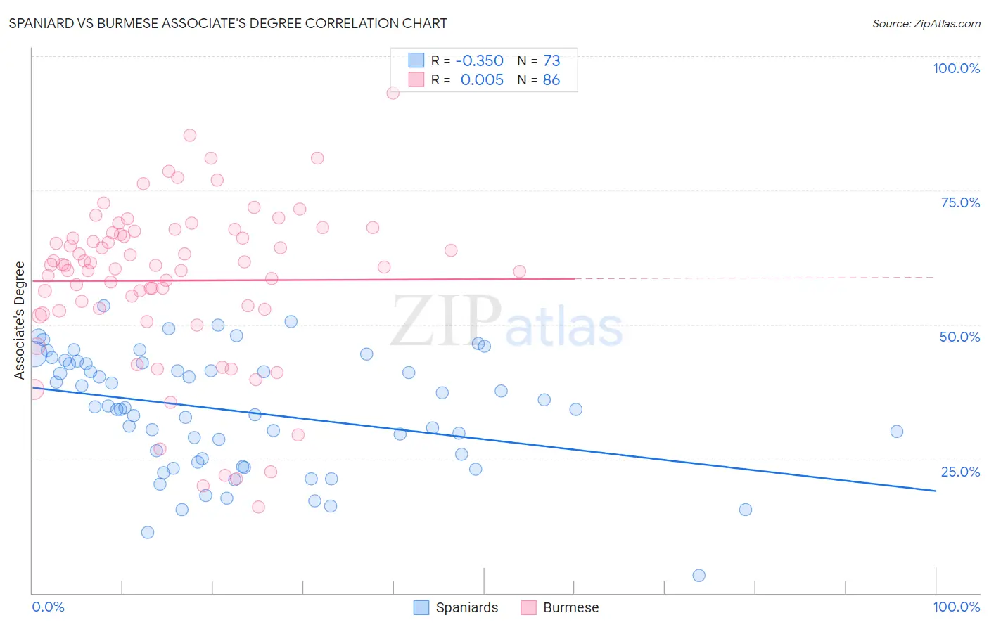 Spaniard vs Burmese Associate's Degree