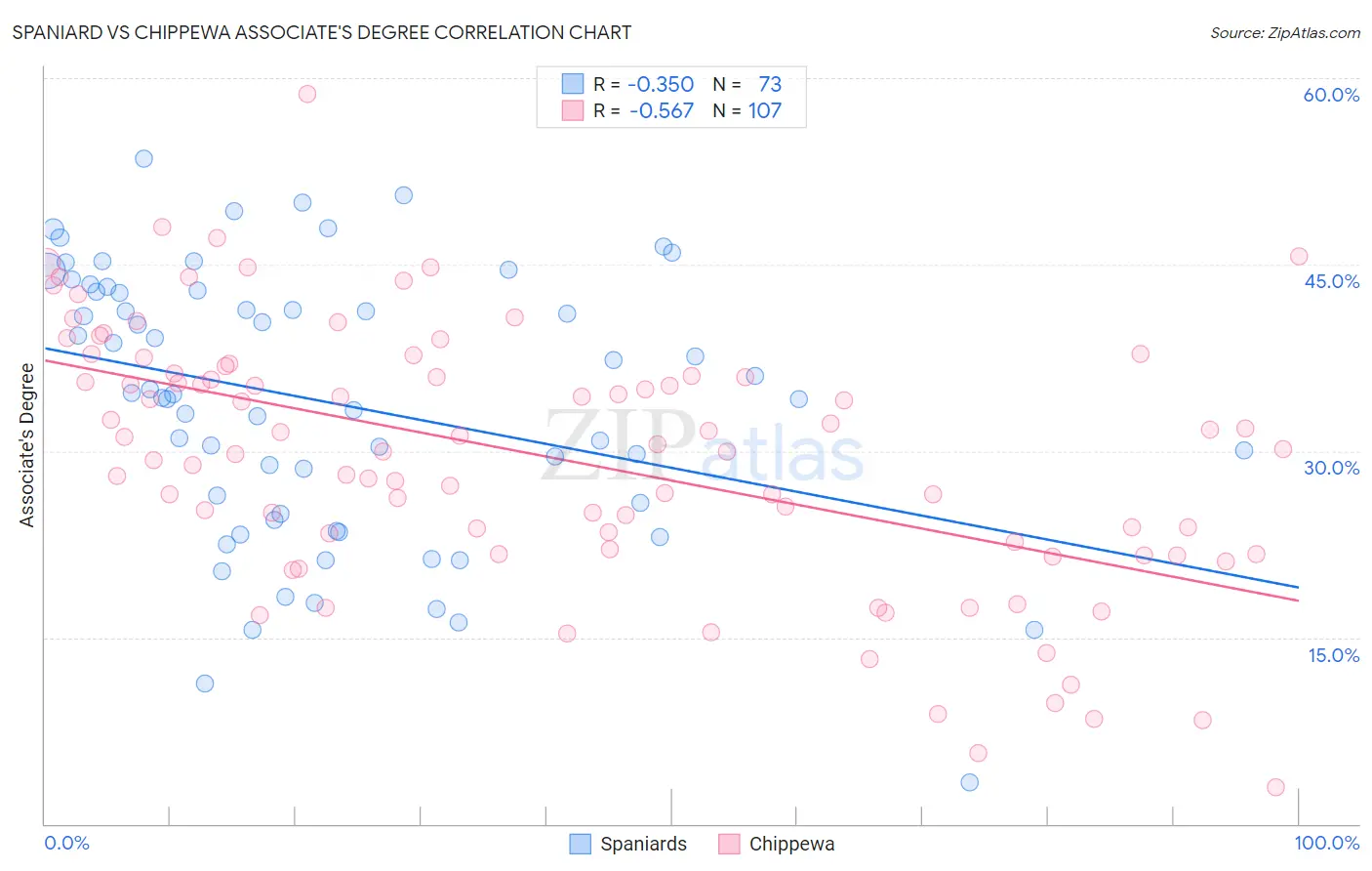 Spaniard vs Chippewa Associate's Degree