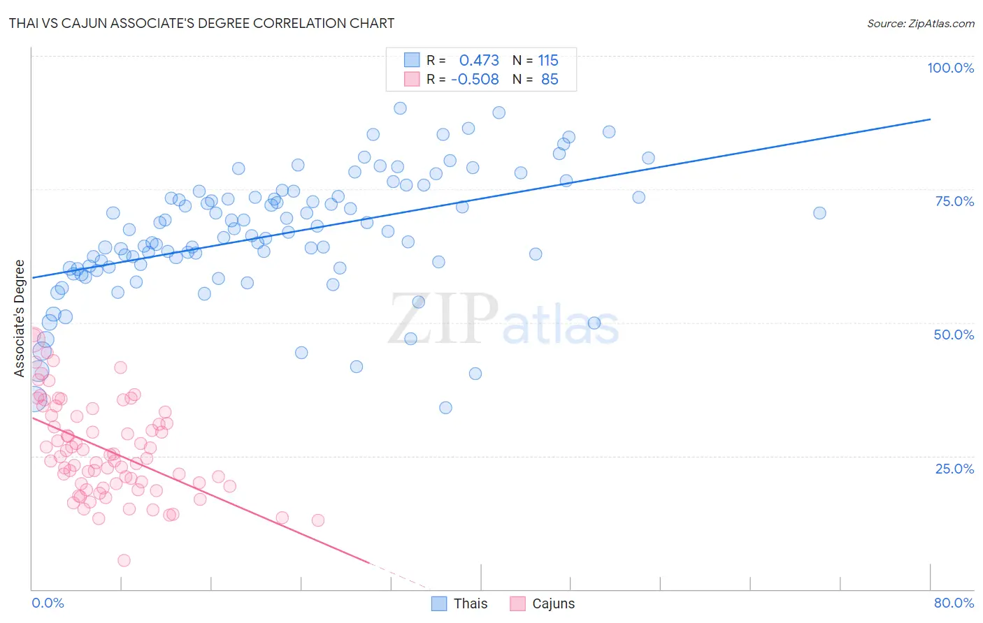 Thai vs Cajun Associate's Degree