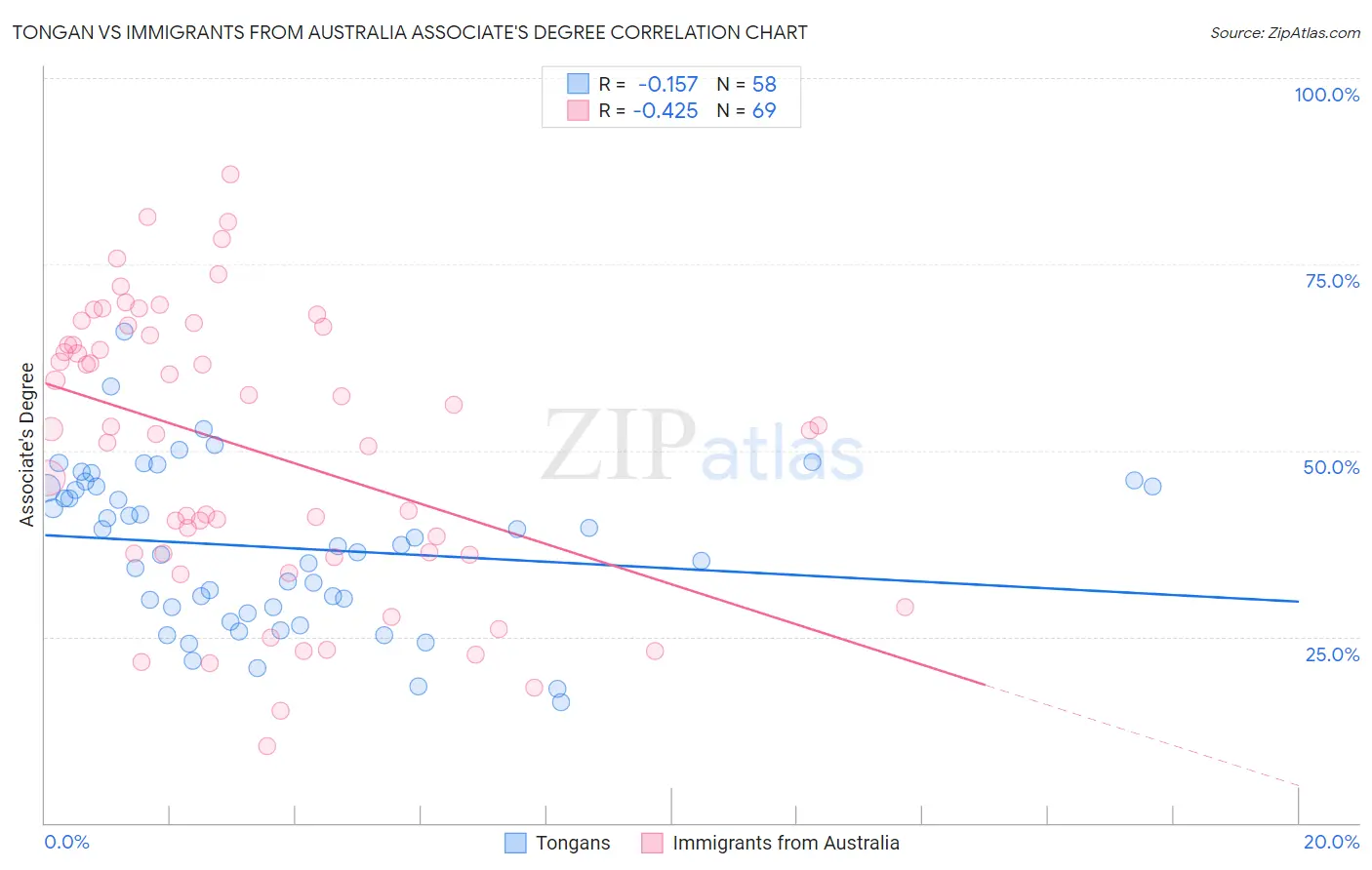 Tongan vs Immigrants from Australia Associate's Degree