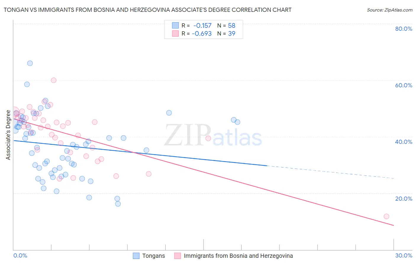 Tongan vs Immigrants from Bosnia and Herzegovina Associate's Degree