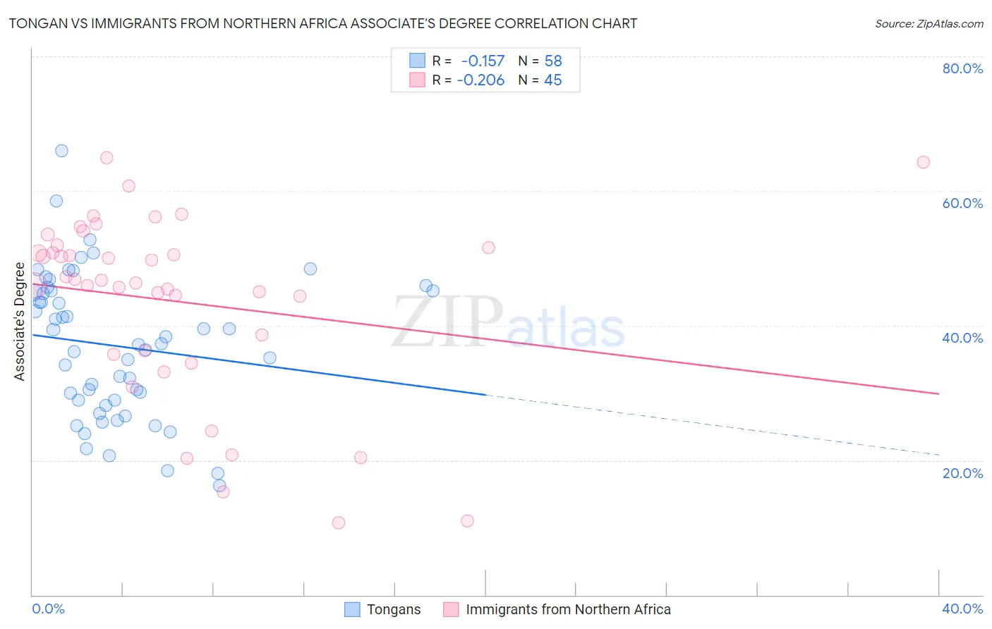 Tongan vs Immigrants from Northern Africa Associate's Degree