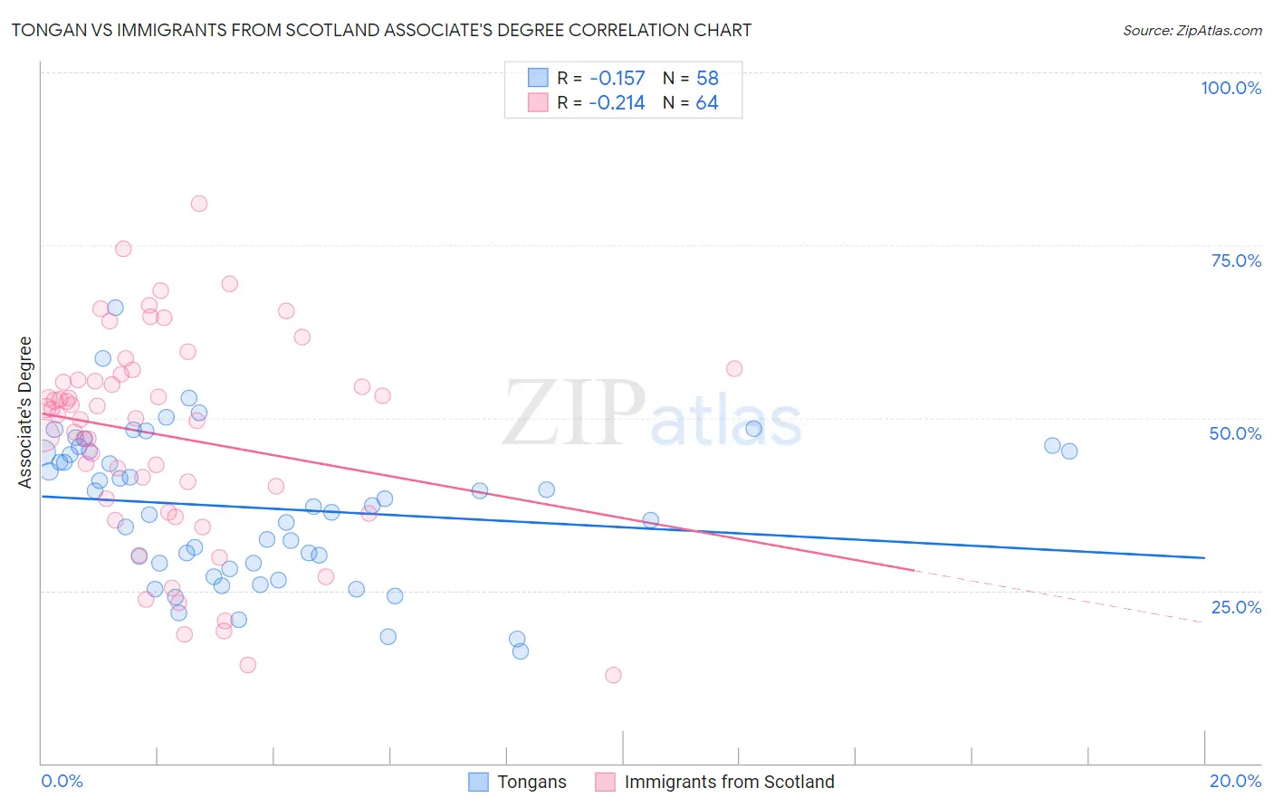 Tongan vs Immigrants from Scotland Associate's Degree