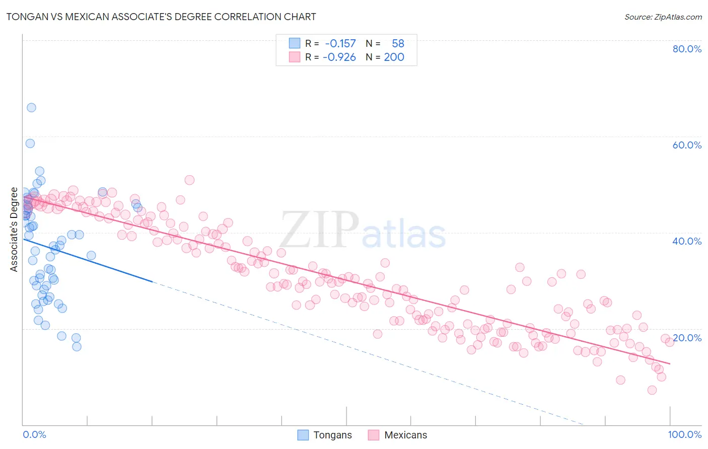 Tongan vs Mexican Associate's Degree