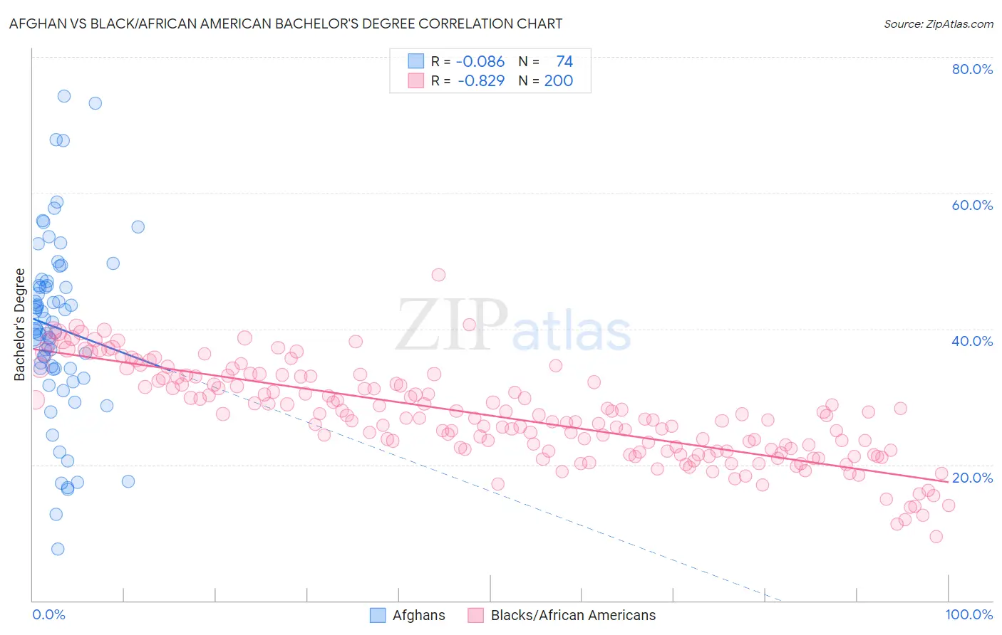 Afghan vs Black/African American Bachelor's Degree