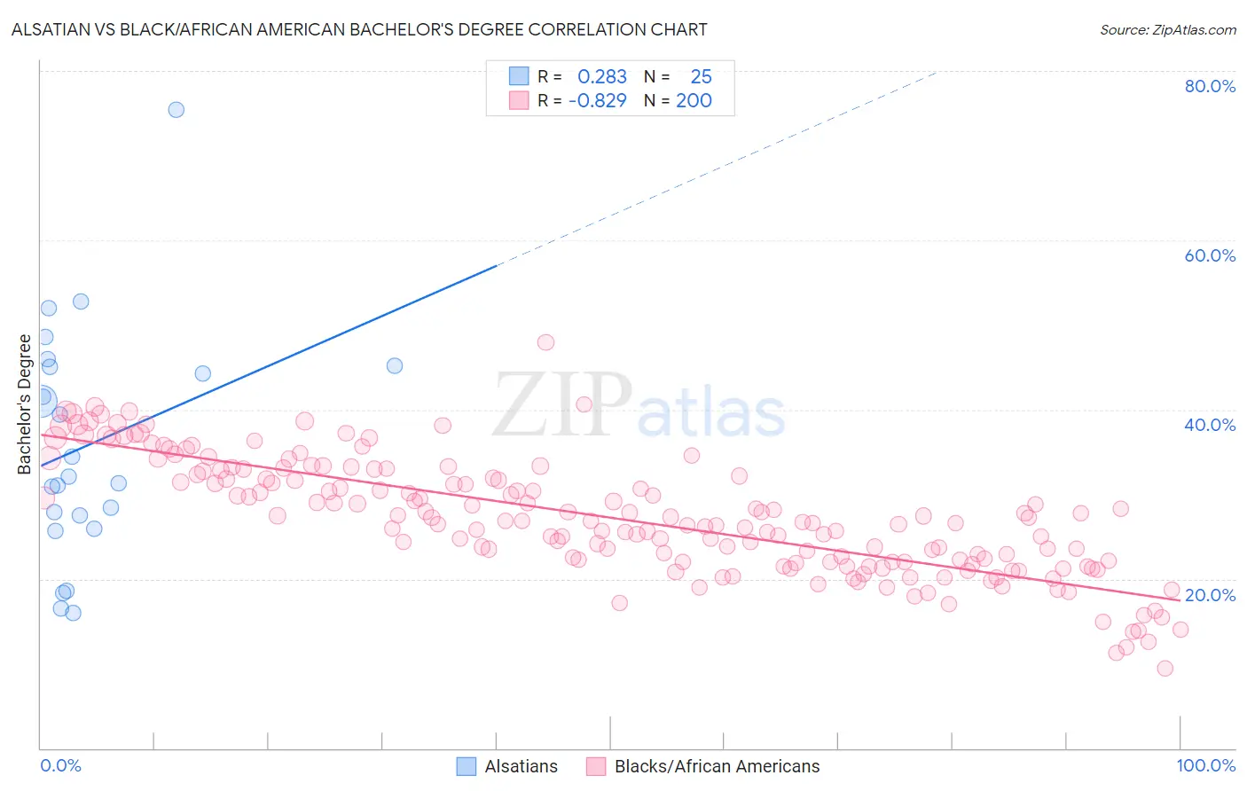 Alsatian vs Black/African American Bachelor's Degree