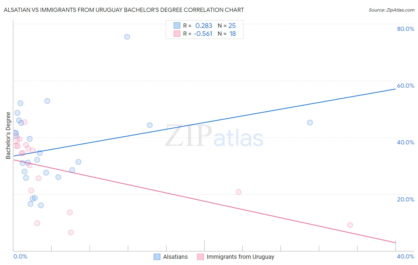 Alsatian vs Immigrants from Uruguay Bachelor's Degree