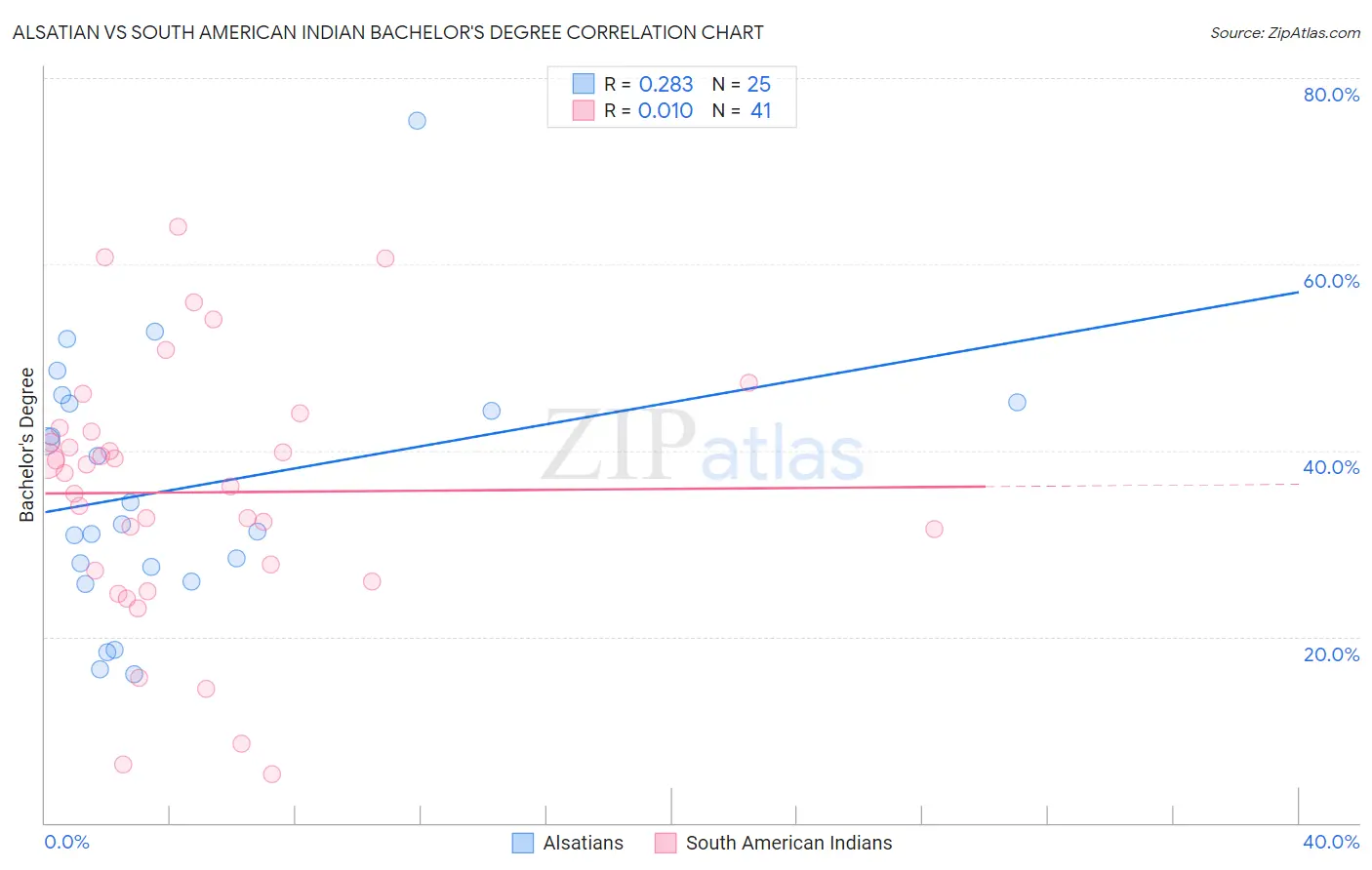 Alsatian vs South American Indian Bachelor's Degree
