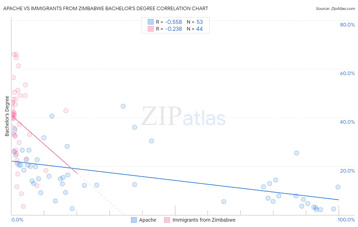 Apache vs Immigrants from Zimbabwe Bachelor's Degree