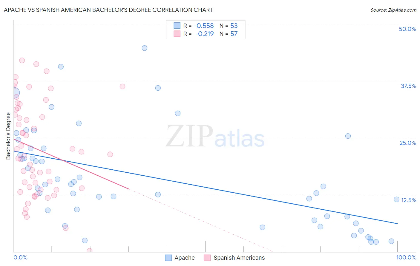 Apache vs Spanish American Bachelor's Degree