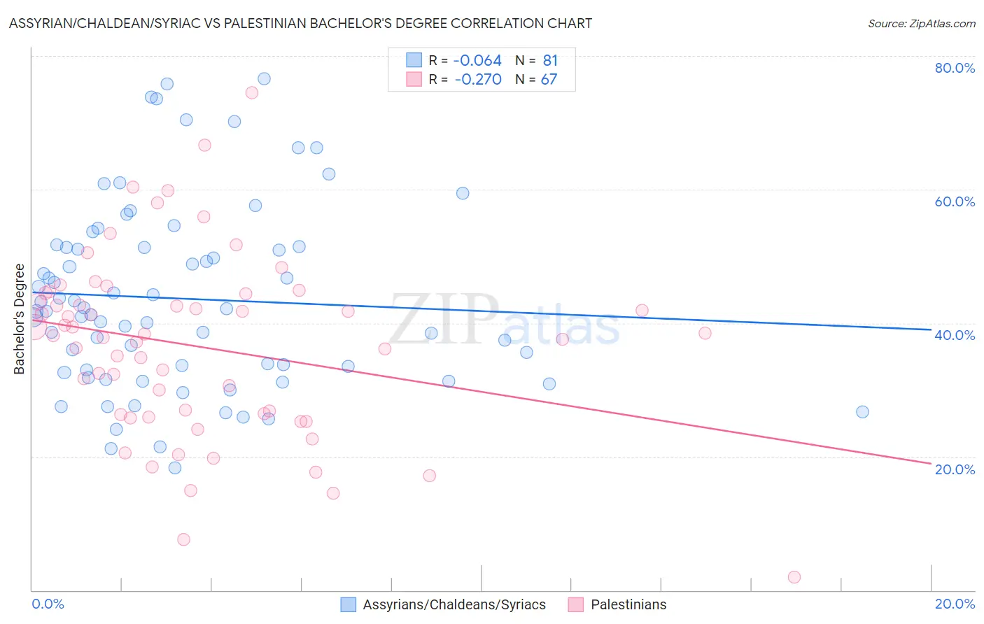 Assyrian/Chaldean/Syriac vs Palestinian Bachelor's Degree