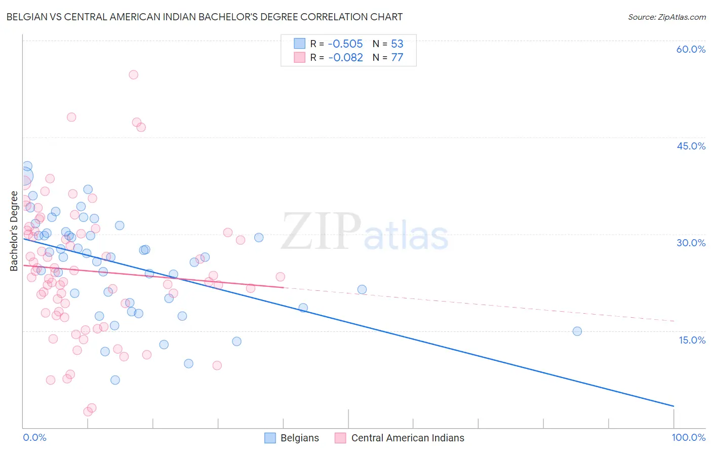 Belgian vs Central American Indian Bachelor's Degree