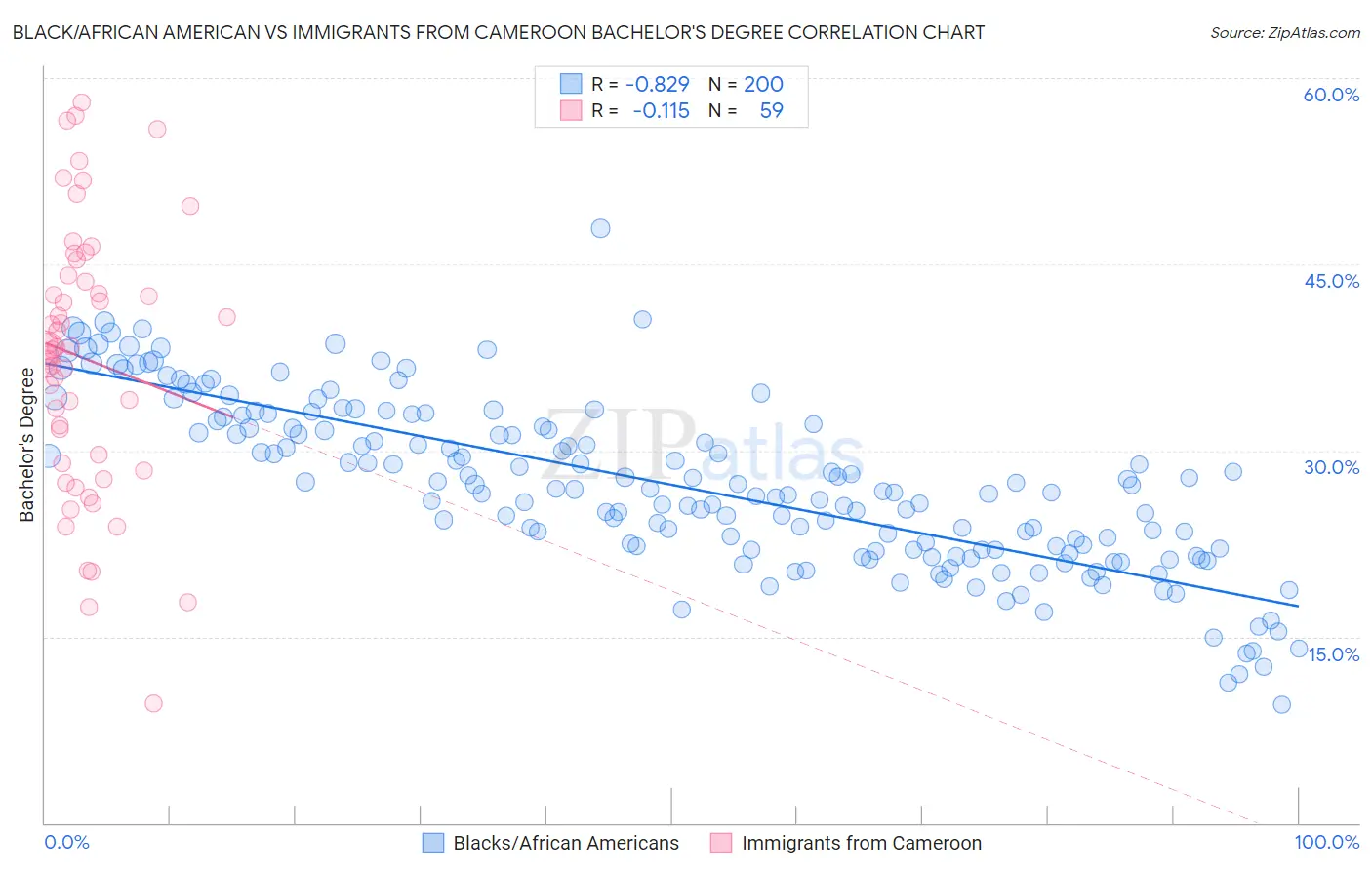Black/African American vs Immigrants from Cameroon Bachelor's Degree