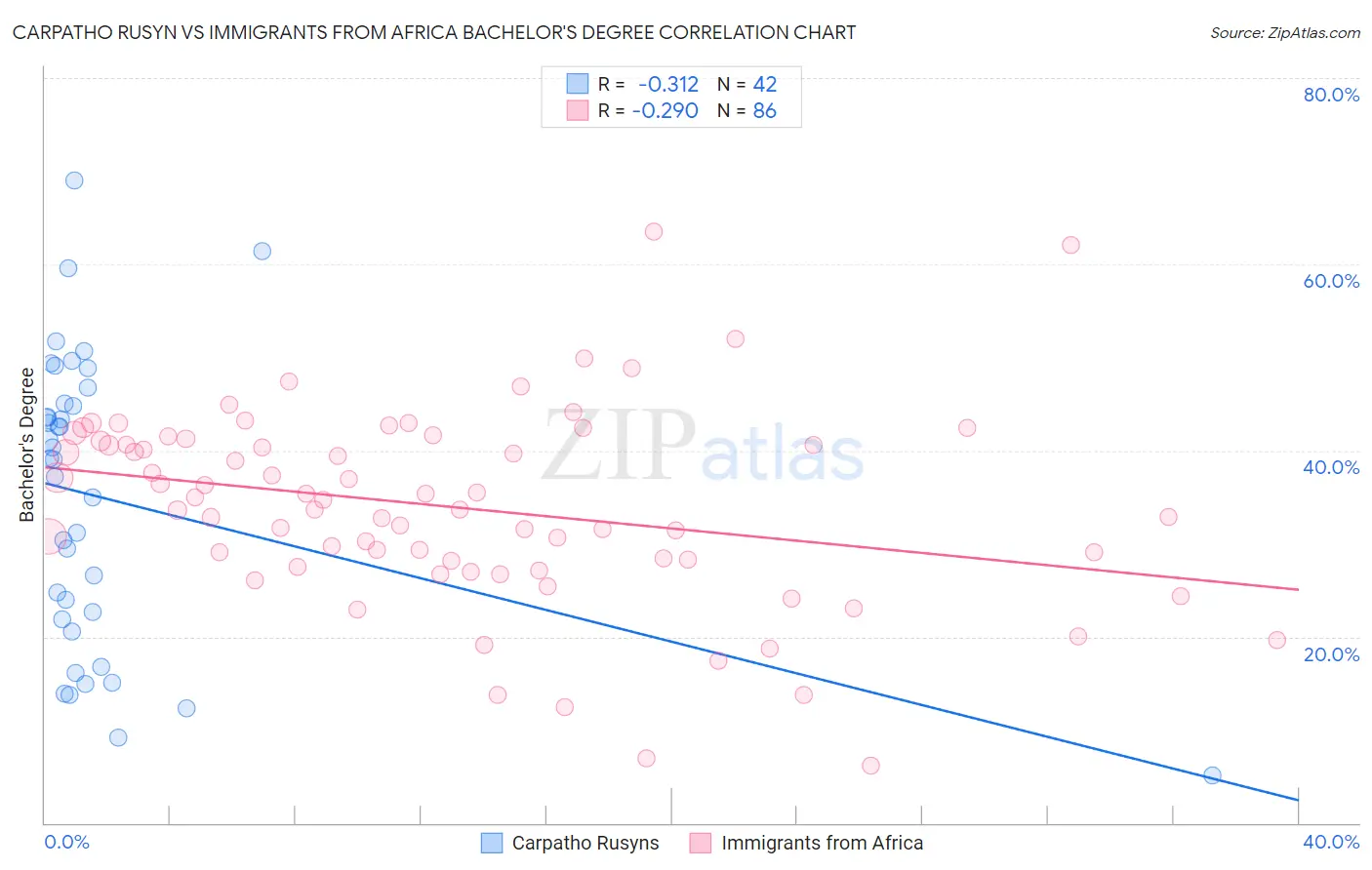 Carpatho Rusyn vs Immigrants from Africa Bachelor's Degree