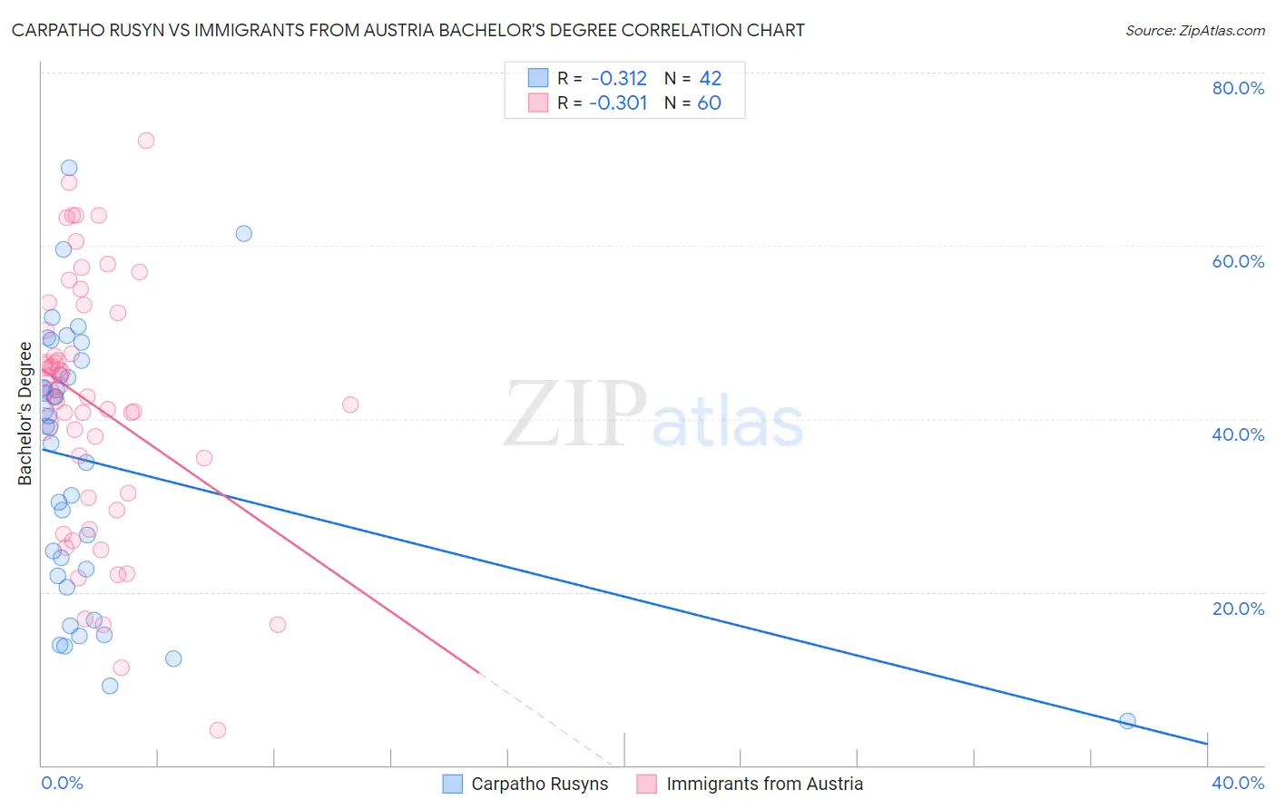 Carpatho Rusyn vs Immigrants from Austria Bachelor's Degree