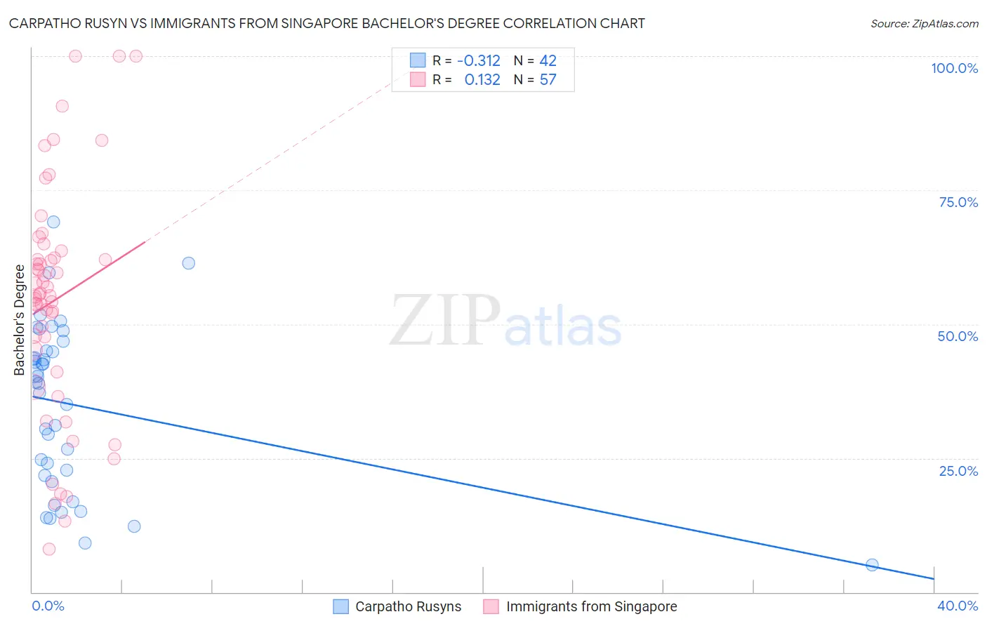 Carpatho Rusyn vs Immigrants from Singapore Bachelor's Degree