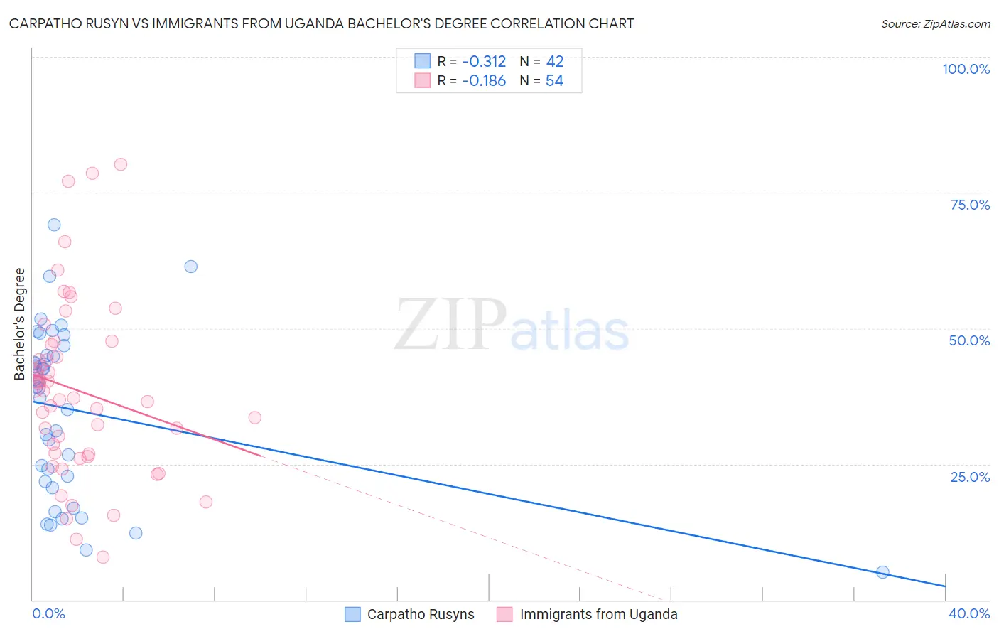 Carpatho Rusyn vs Immigrants from Uganda Bachelor's Degree